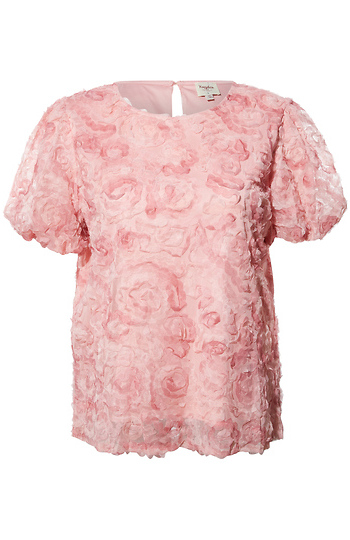 Floral Textured Puff Sleeve Top Slide 1