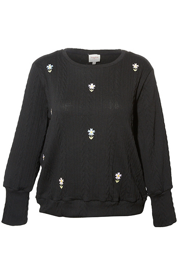 Floral Embroidered Long Sleeve Top Slide 1