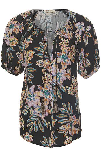 Tropical Split Neck Blouse Slide 1