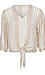 Striped 3/4 Sleeve Tie Front Top Thumb 1