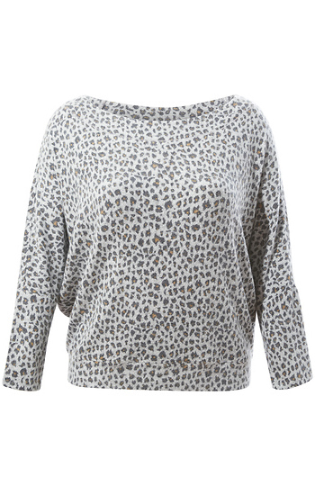 Leopard Print Off-the-Shoulder Pullover Slide 1