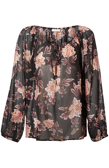 Floral Tie Front Blouse Slide 1