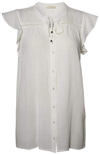 Button Front Tie Neck Blouse Slide 1