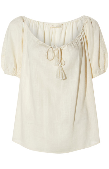 Puff Sleeve Tassel Blouse Slide 1