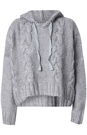 Cable Knit Hooded Pullover Slide 1