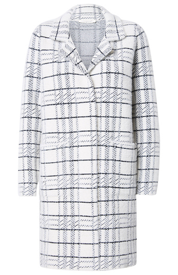 Plaid Notched Collar Coatigan Slide 1