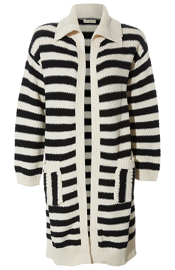Striped Open Front Cardigan Slide 1