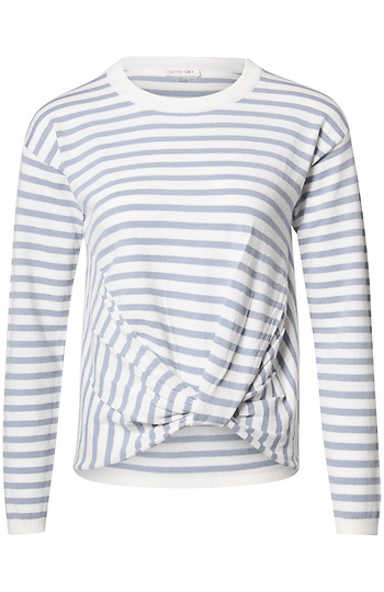 Striped Front Knot Long Sleeve Slide 1