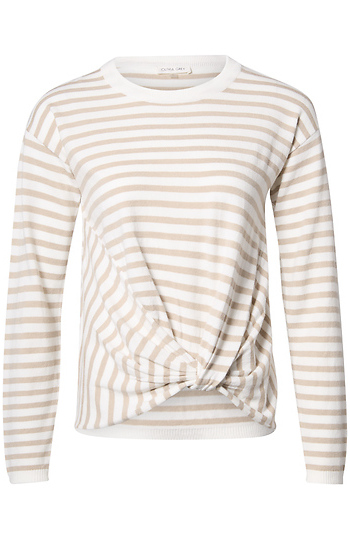 Striped Front Knot Long Sleeve Slide 1