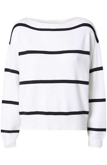 Boat Neck Striped Pullover Slide 1