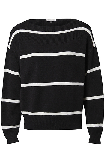 Boat Neck Striped Pullover Slide 1