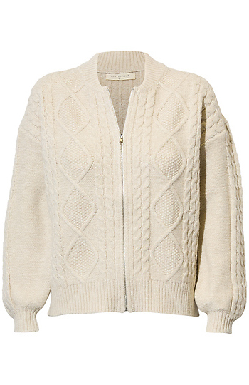 Cable Knit Zip Front Sweater Slide 1