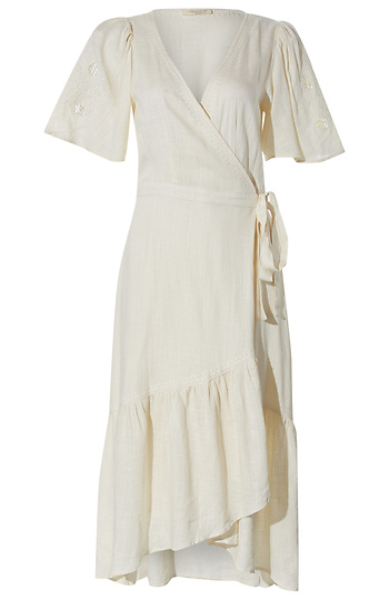 Cutout Embroidered Midi Wrap Dress Slide 1