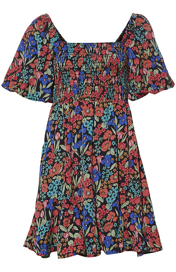 Floral Smocked Mini Dress Slide 1