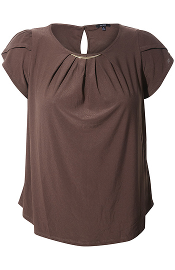 Front Pleat Short Sleeve Top Slide 1