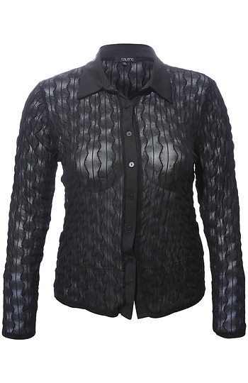 Sheer Textured Button Front Slide 1