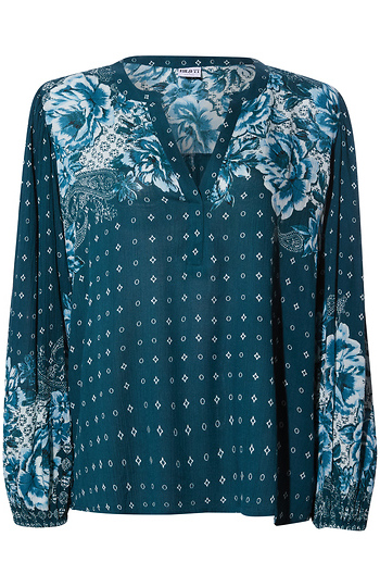 Split Neck Floral Top Slide 1