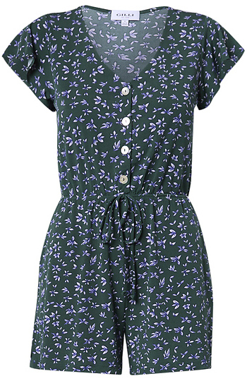 Floral V-Neck Romper Slide 1