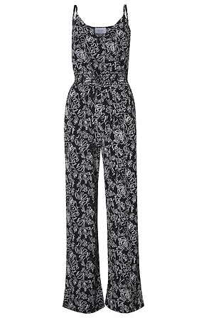 Smocked Jumpsuit in Black/White XS XL DAILYLOOK