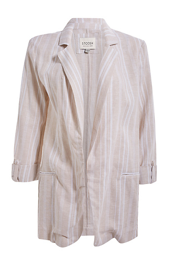 Rolled Cuff Stripe Blazer Slide 1