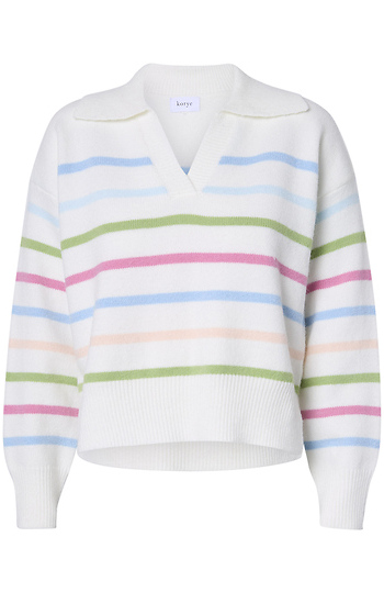 Striped Collared Long Sleeve Slide 1