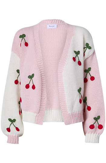 Colorblock Cherry Cardigan Slide 1