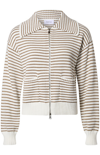 Striped Zip-Up Cardigan Slide 1