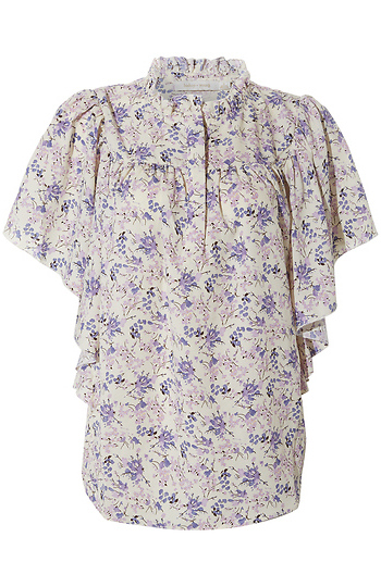 Bishop + Young Split Neck Flutter Sleeve Blouse Slide 1