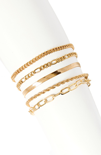 Five Mixed Chain Bracelet Set Slide 1