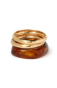 Amber and gold bracelet set Slide 1