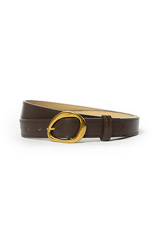 Dark Brown Belt with Gold Abstract Buckle Slide 1