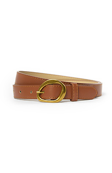 Light Brown Belt with Gold Abstract Buckle Slide 1
