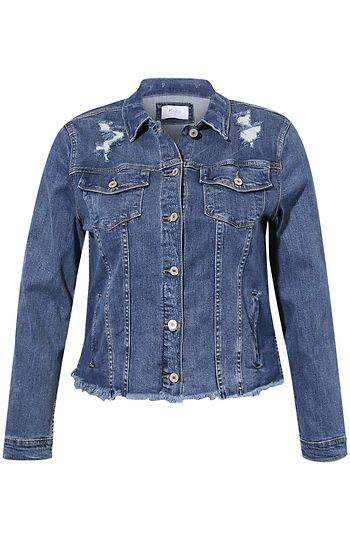 Fray Hem Denim Jacket Slide 1