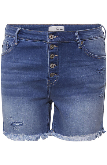 High Rise Button Fly Shorts Slide 1