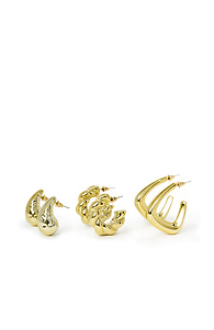 Teardrop Twist and Triangular Hoop Earrings Set Slide 1