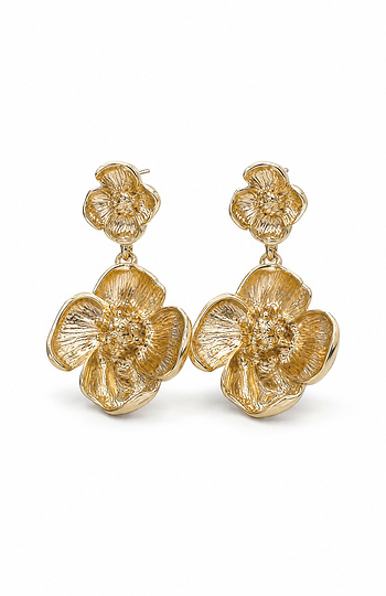 Gold Floral Statement Drops Slide 1