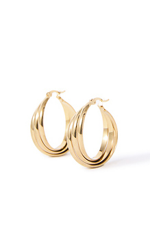 Gold triple band twisted hoops Slide 1