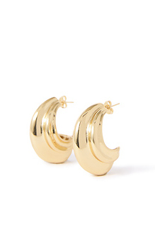 Sculpted gold wave hoops Slide 1