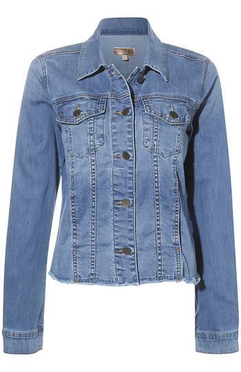 KUT from the Kloth Raw Hem Denim Jacket Slide 1