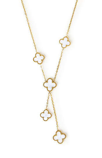 White 5-Clover Necklace Slide 1