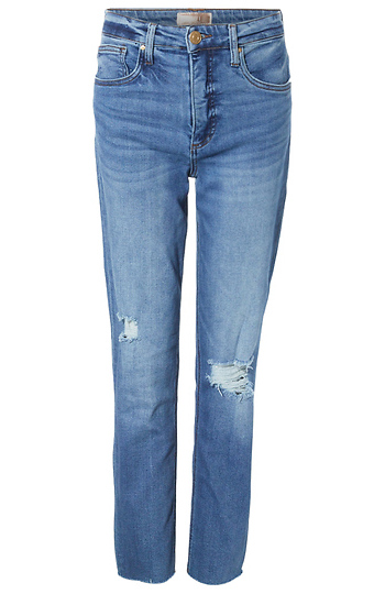 Kut from the Kloth High Rise Distressed Slim Straight Jean Slide 1