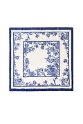 Blue Floral Border Scarf