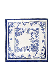 Blue Floral Border Scarf Slide 1