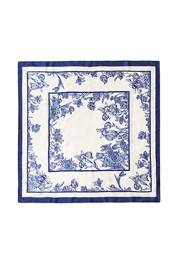 Blue Floral Border Scarf Slide 1