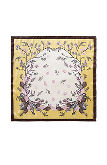 Yellow Floral with Brown Border Scarf Slide 1