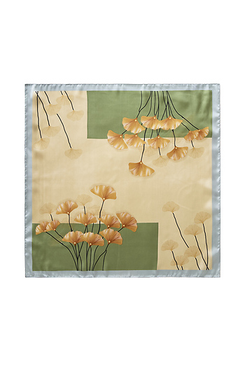 Beige and Green Border Scarf Slide 1