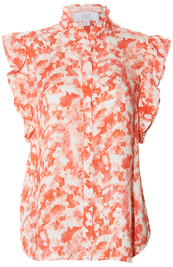 KUT from the Kloth Button Down Ruffle Top Slide 1