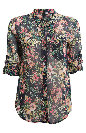 KUT from the Kloth Button Front Long Sleeve Sheer Blouse Slide 1