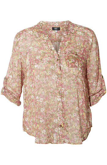 KUT from the Kloth Button Front Long Sleeve Sheer Blouse Slide 1