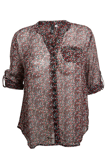 KUT from the Kloth Button Front Long Sleeve Sheer Blouse Slide 1